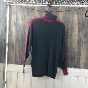 Eleanor P Brenner 100% merino wool gray and pink turtle neck sweater size M